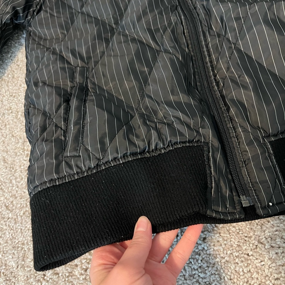 ▪️SEMANTIC DESIGN: Men’s size M, black & white pinstripe bomber zip-up jacket▪️ - Picture 5 of 8